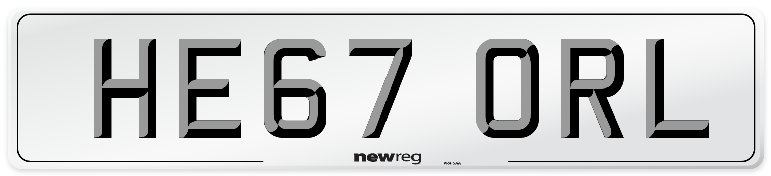 HE67 ORL Number Plate from New Reg